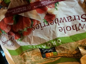 upside down! I throw in a couple organic frozen strawberries to cool it down