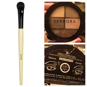 Bobbi Brown eye sweep shadow brush and Sephora brand eyeshadow palette 