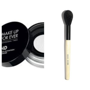 Make Up Forever HD finishing powder - swept on ever so lightly with Bobbi Brown's sheer powder brush 